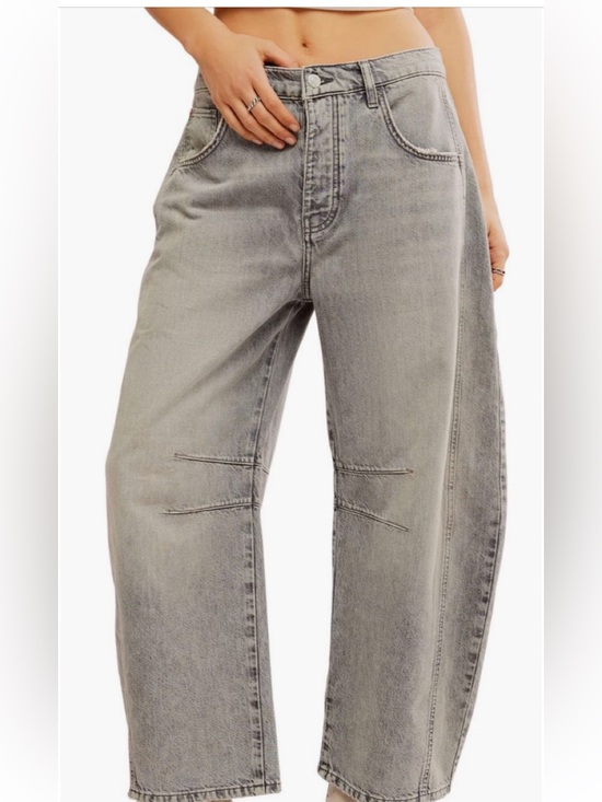 Free People Denim - Free People High-Rise Wide Leg Washed Gray Jeans